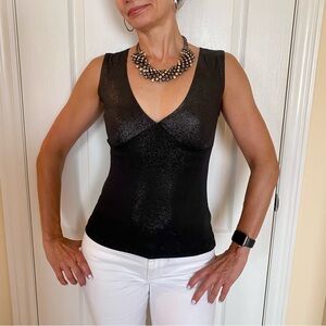 Shimmery Black V-neck party top